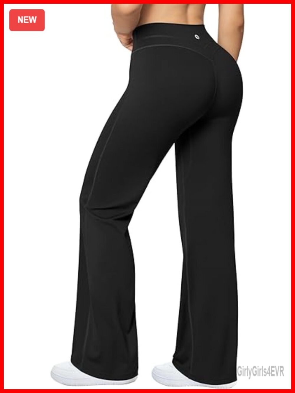 High Waist Crossover Straight Leg Yoga Pants Flared Bottom Sweat Wicking Nylon